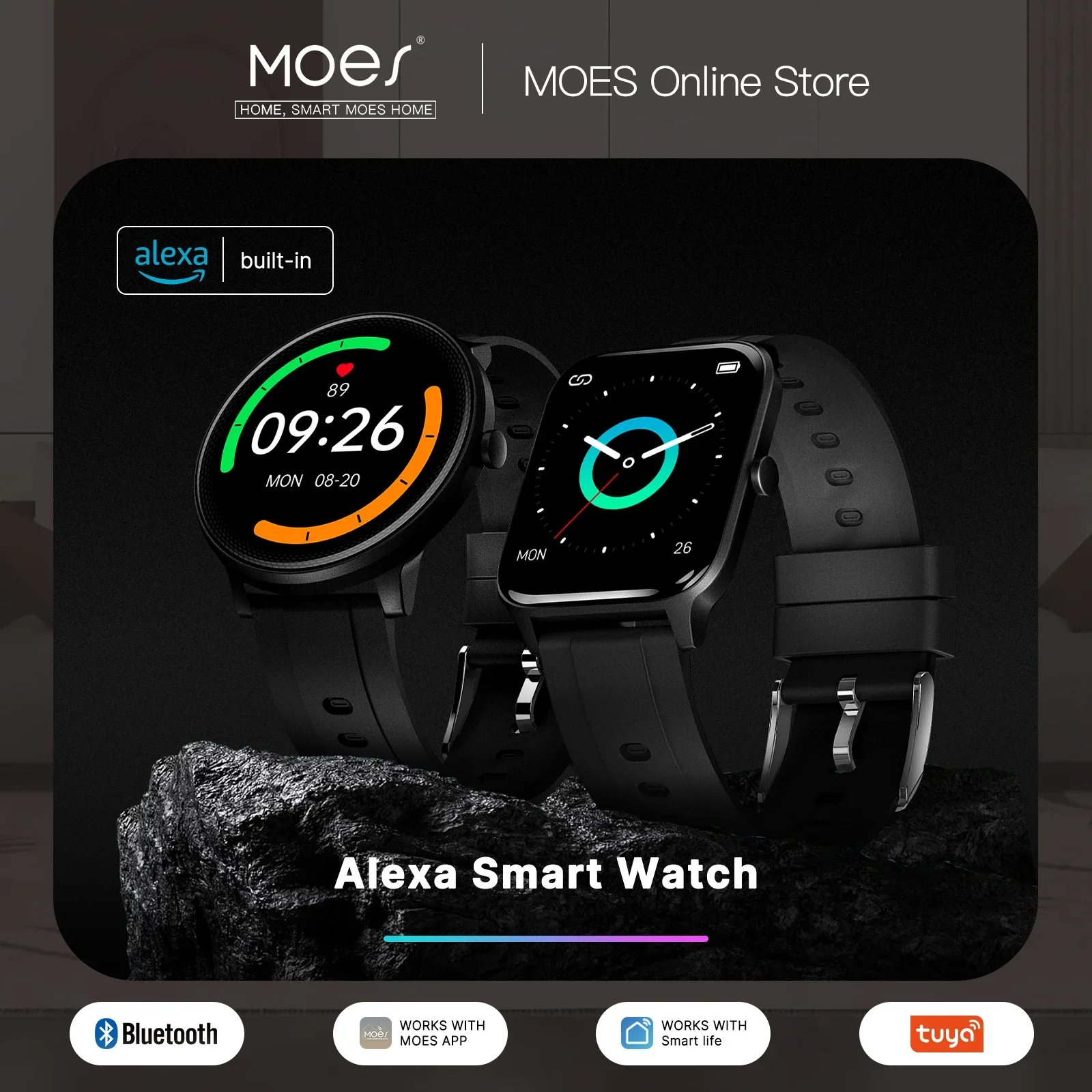 Smartwatch Touch - Moes Smart Watch Alexa Ingebouwde Fitness