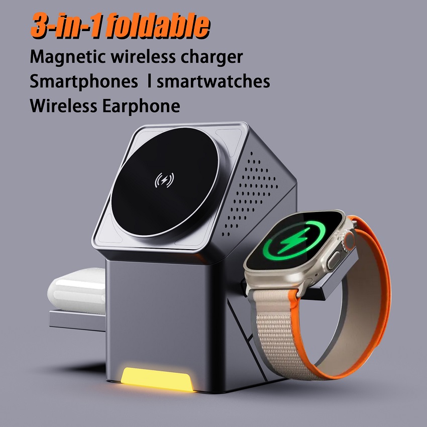 Wireless Charger Watch - 3-in-1 Magnetische Draadloze Oplader Opvouwbaar 15W