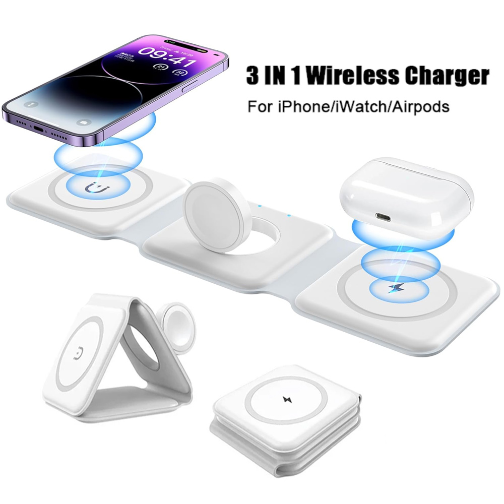 Wireless Charger Watch - 3-in-1 draadloos oplaadstation magnetisch snelladen 18W